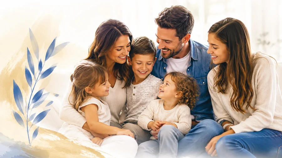 A family with parents and children