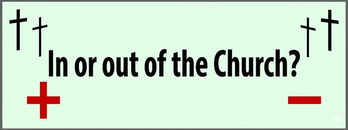 Inside and outside the church banner