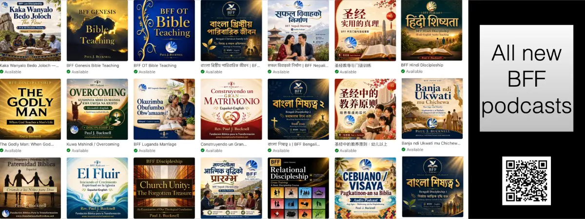 BFF podcast collection featuring Bible teaching, discipleship, marriage, family, and language podcasts